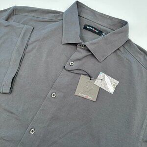 DSTRCT & ROW‎ Men's Short Sleeve Jersey Stretch Dress Shirt, Size XXL, Gunmetal